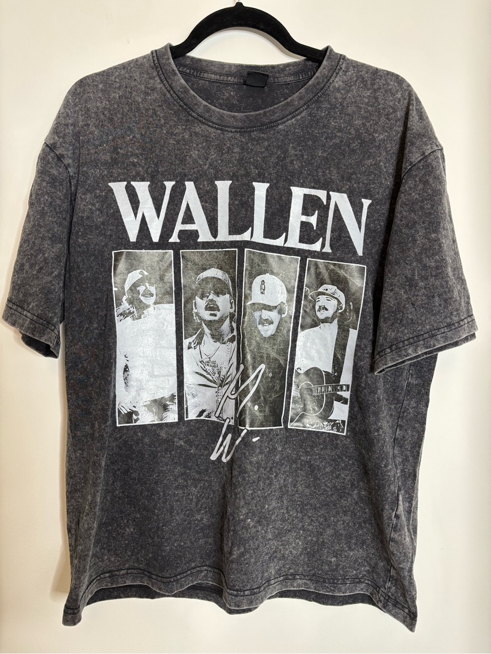 Black Mineral-Wash Graphic Tee - Men's Crew Neck